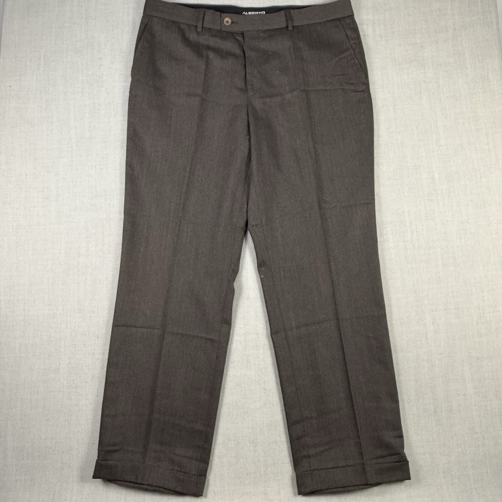 Alberto Pants Men's Size 40x32 (56) Kevin Brown Wool Blend Trousers Comfort Fit